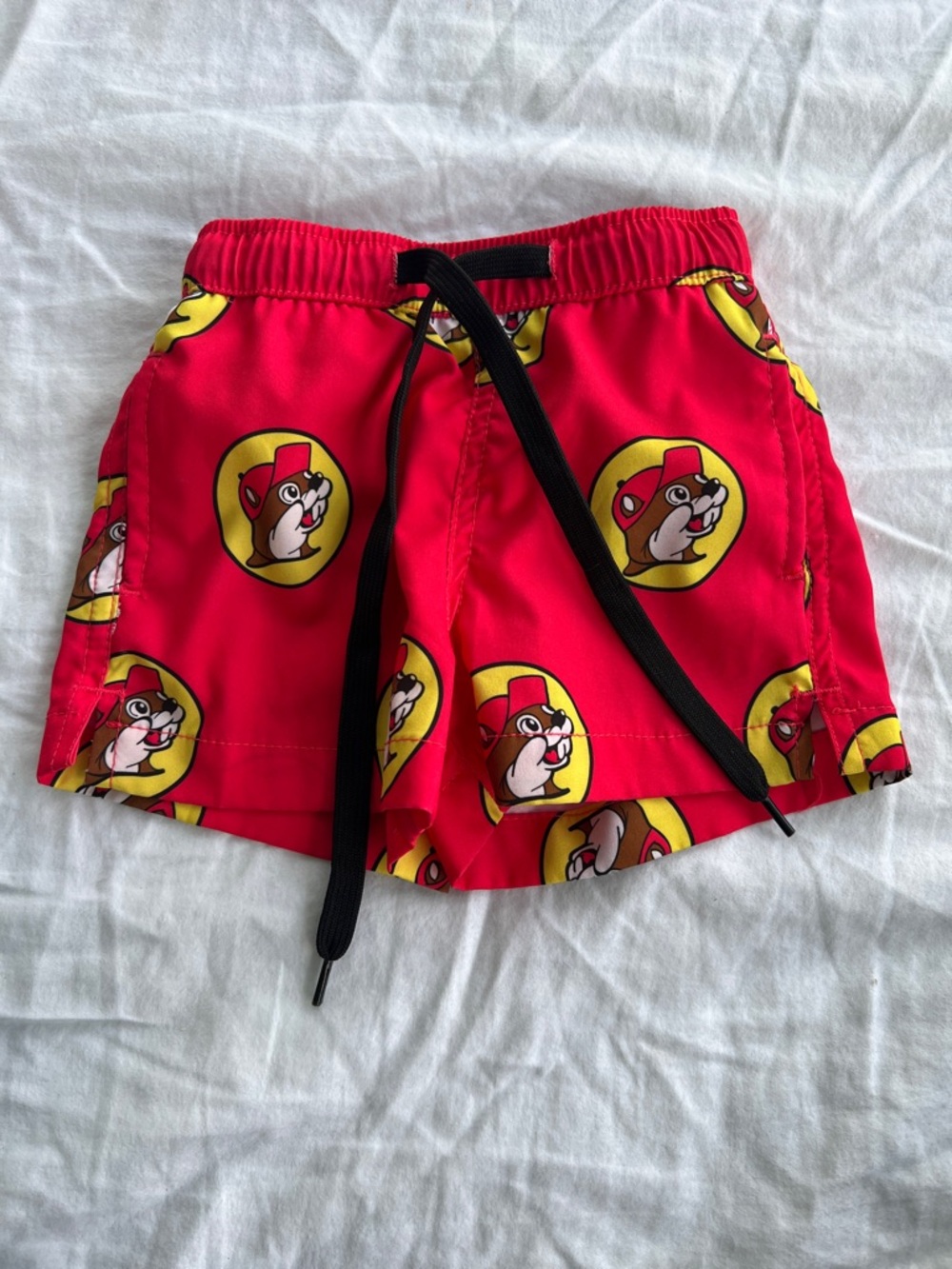 Kids Red Swim Trunks with Character Print